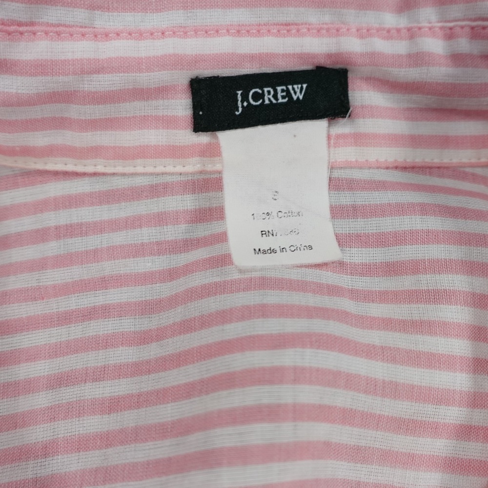 Lot of 2 J.Crew Womens Small Striped Cotton Button Down Shirts Pink Green 1796 - Picture 2 of 7